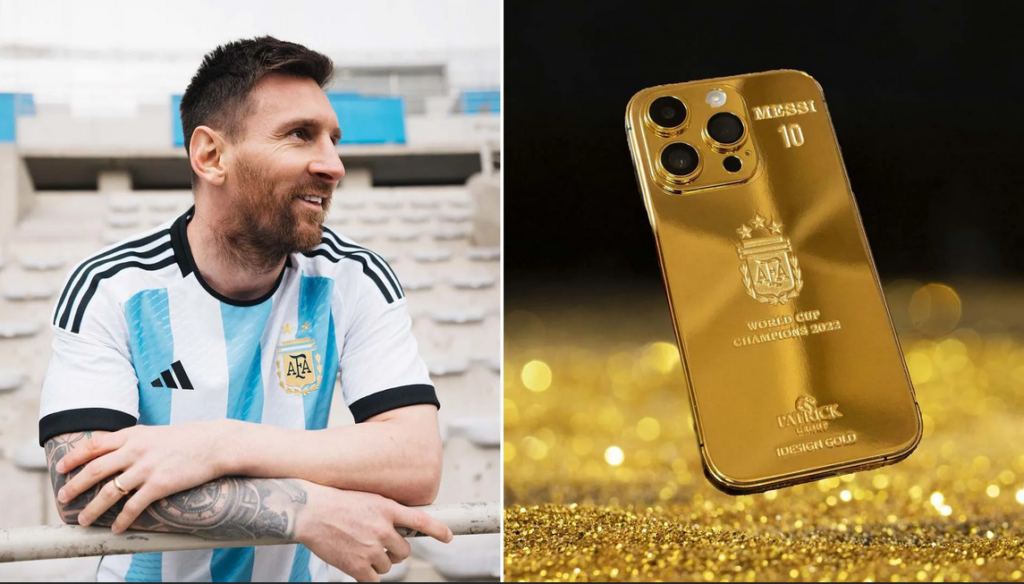 Messi's Unique Way of Celebrating Team Wins - Gold iPhones